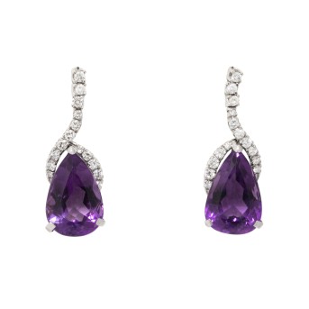 Ohrhänger mit 2 Amethyten zus. ca. 13 ct und Brillanten