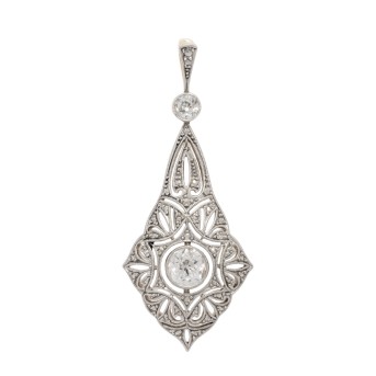 Jugendstil Anhänger mit 2 Altschliffdiamanten