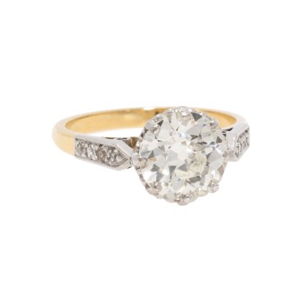 Solitärring mit Altschliffdiamant ca. 2 ct,