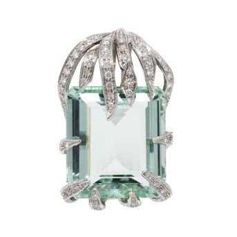 Anhänger mit Aquamarin ca. 43 ct und Brillanten