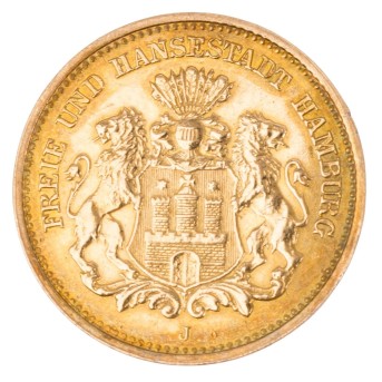 Dt. Kaiserreich /GOLD - Freie und Hansestadt Hamburg, 5 Mark 1877 J
