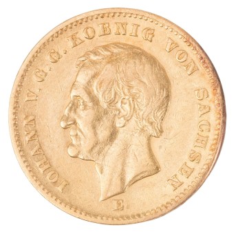 Dt. Kaiserreich /GOLD - Sachsen, Johann (1854-1873) 20 Mark 1872 E,