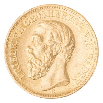 Dt. Kaiserreich /GOLD - Baden, Friedrich I. (1856-1907) 20 Mark 1874 G
