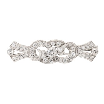 Art-Déco Brosche mit Diamanten zus. ca. 1,75 ct,