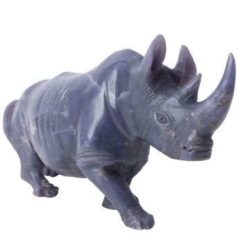 Skulptur Nashorn aus Lepidolith, 20. Jh.