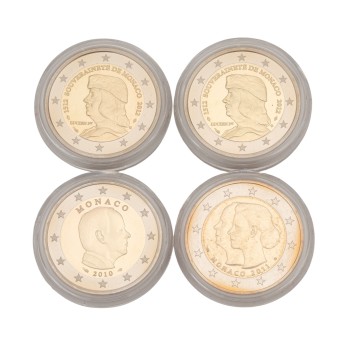 MONACO – Sammlung mit 4 x 2-Euro-Ausgaben 2010–2012 in PP