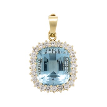 Anhänger/Clip mit Aquamarin ca. 25 ct und Brillanten