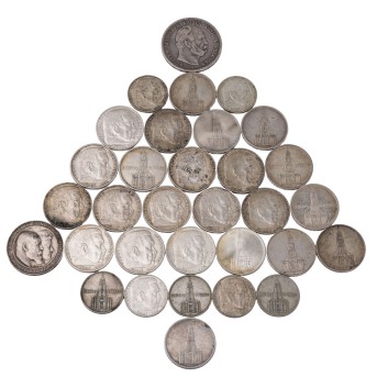 Dt. Kaiserreich-Deutsches Reich 1933/45 – kleines Konvolut mit insg. 357g fein,