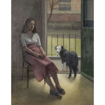 GALE, RICHARD (1946), "Mädchen mit Hund", 1974,