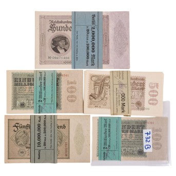 Deutschland – Reichsbanknoten / Inflationsgeld 1923, Lot von 4 Original-Bankbündeln.
