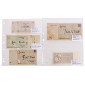 Litzmannstadt & Theresienstadt – Ghetto-Geld, Lot aus 6 Scheinen 1940/1943