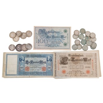 Kleines Konvolut Münzen+Banknoten - Dt. Reich bis 1945