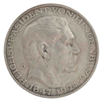 Weimarer Republik - Silbermedaille 1927/D, Zum 80. Geburtstag Paul von Hindenburg,