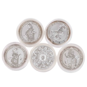 Vereinigtes Königreich /SILBER-Lot - 5 x 2 Unzen 'The Queen's Beasts'