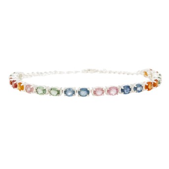 Armband mit 20 bunten Saphiren zus. ca. 6 ct, 
