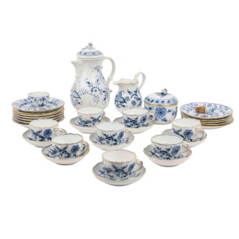 MEISSEN Kaffeeservice 'Zwiebelmuster mit Goldstaffage', 1860-1924, 1. Wahl,