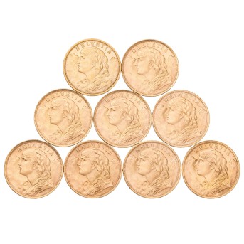 Schweiz /GOLD-Lot - 9 x 20 Sfr. Vreneli