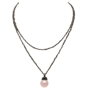 GELLNER Collier mit Perle und schwarzen Diamanten