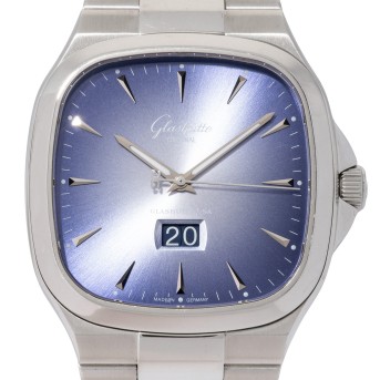 GLASHÜTTE ORIGINAL Seventies Panoramadatum, Ref. 239-47-13-12-14, Box und Papiere 2015.