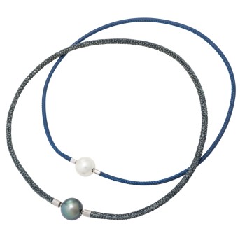 Set aus 2 Colliers mit Tahiti- und Südseeperlverschluss