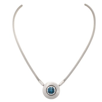 JÖRG HEINZ Collier mit Blautopas 3,90 ct und Mabéperle