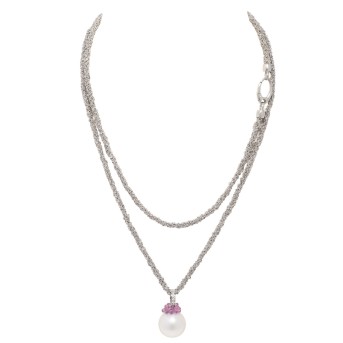 GELLNER Collier mit rosa Saphiren, Südseeperle