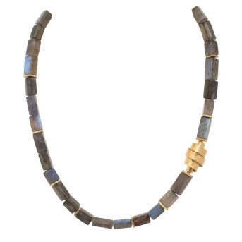 Collier aus feinem Labradorit in Quaderform