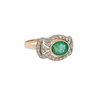 Ring mit Smaragd ca. 1 ct und Brillanten