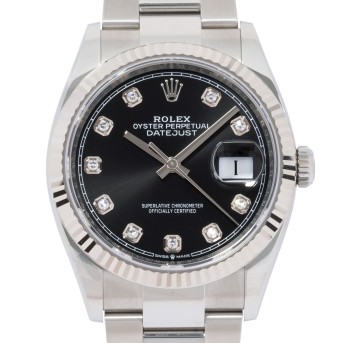 ROLEX Datejust 36 'Black Diamonds' Ref. 126234 mit Box und Papieren, 2025. 