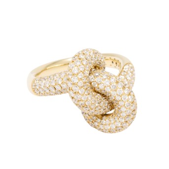 Extravaganter 'Knotenring' mit Brillanten Pavé zus. 2,51 ct.