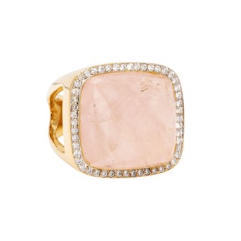 Ring mit Rosenquarz und Brillanten