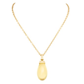 Markanter Anhänger mit feinem Goldberyll-Tropfen 56,40 ct. und Brillanten