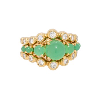 GOLDBAUR Ring zweiteilig mit Chrysoprascabochons