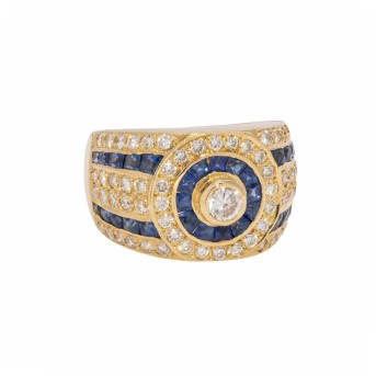 Ring mit Saphiren und Brillanten zus. ca. 1,5 ct,