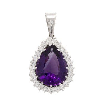 Anhänger mit Amethysttropfen und Brillanten zus. ca. 0,75 ct,