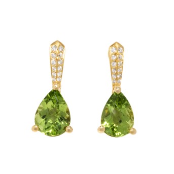 Paar Ohrhänger mit Peridots und Brillanten