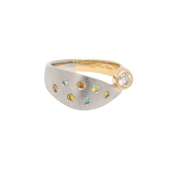 BUCHERER Ring mit farblosem und fancyfarbenen Brillanten