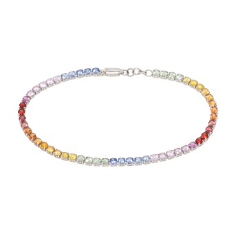 Tennisarmband mit Rubinen und bunten Saphiren