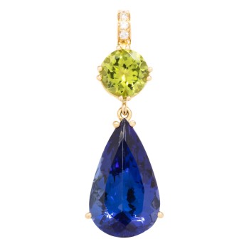 Anhänger mit Tansanit, Peridot und 4 Brillanten,