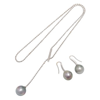 Schmuckset mit Tahiti Perltropfen und Brillanten