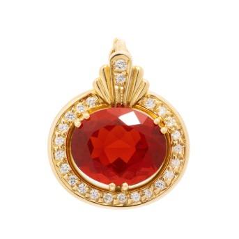 Anhänger mit Feueropal und Brillanten zus. ca. 0,2 ct,
