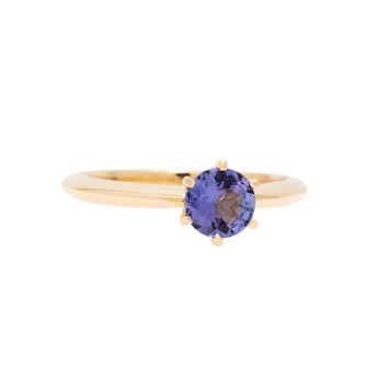 Solitärring mit Tansanit ca. 0,80 ct,