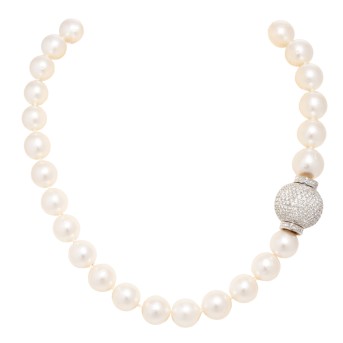 SCHEFFEL Collier aus Südseeperlen mit Diamantschließe,