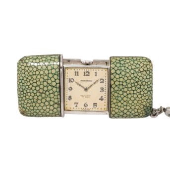 MOVADO antike Ermeto Reiseuhr "Shagreen", Ref. 21556. Ca. 1920er Jahre.