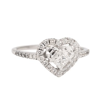 Ring mit Diamanten in Herzform von zus. ca. 0,80 ct, 