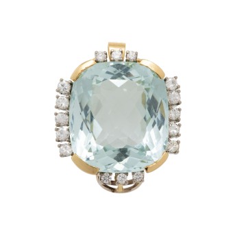 Kompakter Broschanhänger mit Brillanten von zus. ca. 0,80 ct,