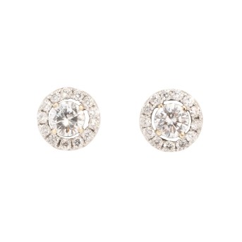 Paar Ohrstecker mit Brillanten von zus. ca. 0,90 ct, 