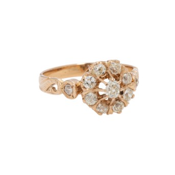 Historisierender Ring mit Altschliffdiamanten zus. ca. 0,9 ct,