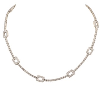 Geometrisch gestaltetes Collier mit Brillanten zus. ca. 3 ct,