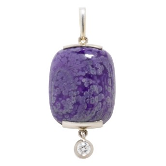 Clip-Anhänger mit Charoit und Brillant ca. 0,35 ct,